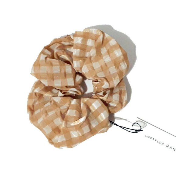 NWT Loeffler Randall mustard gingham scrunchie hair tie - Picture 5 of 9